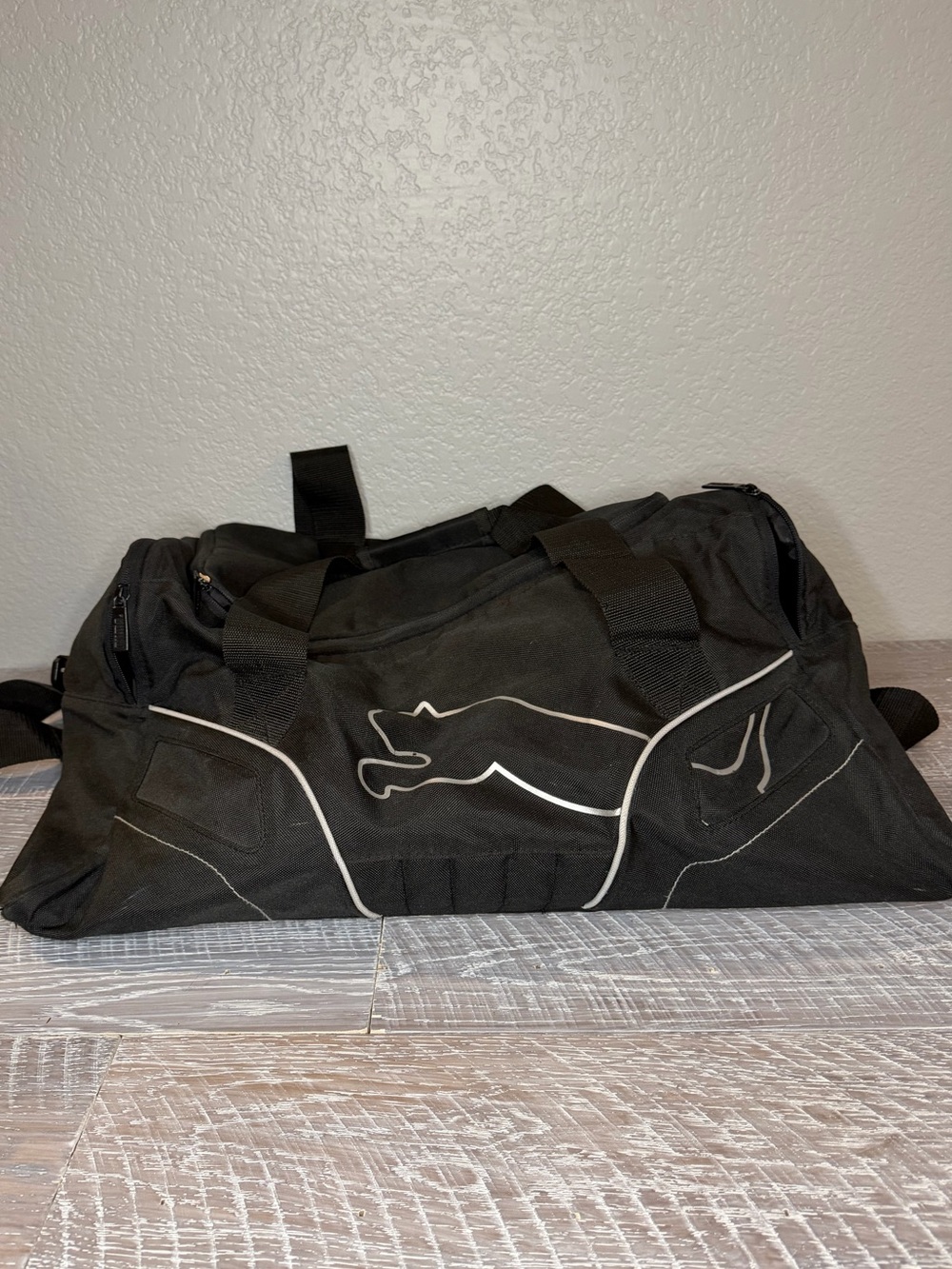 Puma Black Duffel with White Logo Sports Bag